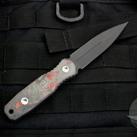 Blackside Customs Phase 7 Double Edge Dagger - Black with Camo Carbon Fiber Scales BSC-P7-BLK-Camo Carbon- Red/Black