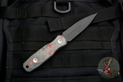 Blackside Customs Phase 7 Double Edge Dagger - Black with Camo Carbon Fiber Scales BSC-P7-BLK-Camo Carbon- Red/Black