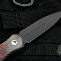 Blackside Customs Phase 7 Double Edge Dagger - Black with Camo Carbon Fiber Scales BSC-P7-BLK-Camo Carbon- Red/Black