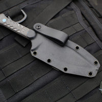 Blackside Customs Fedele X- Tanto Edge- Black DLC Blade- Carbon Fiber Scales- Blue Titanium Hardware BSC-FX-DLC-CF