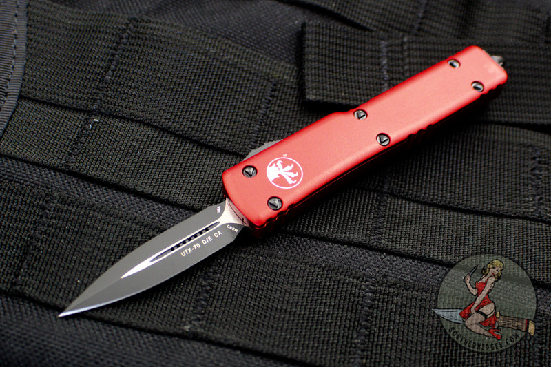 Microtech CALIFORNIA LEGAL Red UTX-70 Double Edge (OTF) Black