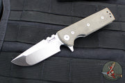 Chaves Knives T.A.K. Flipper - Drop Point- OD Green Micarta Scales