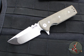 Chaves Knives T.A.K. Flipper - Drop Point- OD Green Micarta Scales