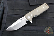 Chaves Knives T.A.K. Flipper - Tanto Edge- OD Green Micarta Scales