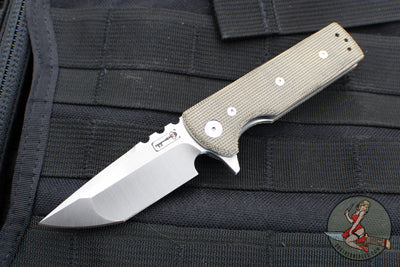 Chaves Knives T.A.K. Flipper - Tanto Edge- OD Green Micarta Scales