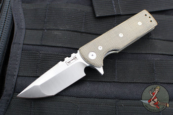 Chaves Knives T.A.K. Flipper - Tanto Edge- OD Green Micarta Scales