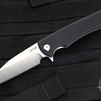 Chaves Knives- Sangre Street- Wharncliffe Flipper- Stonewash Titanium/Black G-10 Handle- Belt Finished Blade