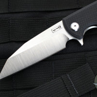 Chaves Knives- Sangre Street- Wharncliffe Flipper- Stonewash Titanium/Black G-10 Handle- Belt Finished Blade
