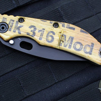Duane Dwyer Custom Goods BBN-L custom folder MK 316 Mod 0 Wood Ordinance Crate Handle Black Bowie V-Grind Blade