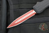 EOS Harpoon OTF Auto- Double Edge- Black Handle With Two Tone Red Blade Finish- Black Backspacer and Clip