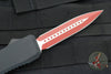 EOS Harpoon OTF Auto- Double Edge- Black Handle With Two Tone Red Blade Finish- Black Backspacer and Clip