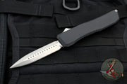 EOS Harpoon OTF Auto- Double Edge- Smooth Black Handle With Stonewash Blade Finish- Stonewash Backspacer and Black Clip