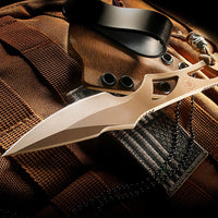 Spartan Blades Enyo Fixed Blade Knife FDE with Tan Sheath