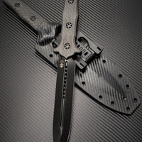 Heretic Nephilim Double Edge Fixed Blade - DLC Black  with Carbon Fiber Scales H003-6A-CF