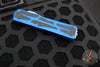 Heretic Colossus OTF Auto- Single Edge- Blue Handle- Stonewash Part Serrated Edge H039-2B-BLU