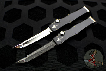 Marfione Custom Mini Halo III Prototype Set of Two Knives -Tanto Mirror Polish and Vegas Forge Damascus Serial Number 02