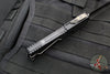 Heretic Colossus OTF Auto- Double Edge- Black Handle with Fat Carbon Snakeskin Button inlay- Hand Ground Black DLC Finished Blade SN075