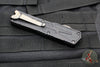 Heretic Colossus OTF Auto- Double Edge- Black Handle with Fat Carbon Snakeskin Button inlay- Hand Ground Black DLC Finished Blade SN075