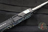 Heretic Custom Colossus OTF Auto- Tanto Edge- Black Handle with Abalone Inlay- Cracked Ice Finished Blade