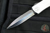 Heretic Custom Manticore-X OTF Auto Stainless Steel Chassis Double Edge Vegas Forge Blued Damascus Blade with CF Button