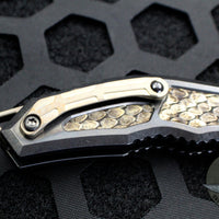 Heretic Knives Custom Medusa OTS Auto DLC Titanium Handle with Rattlesnake Inlay with DLC Black Compound Ground Blade