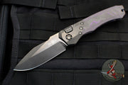 Heretic Wraith OTS Auto- Single Edge- Purple Camo Carbon Fiber Handle- DLC Black Bolster Two Tone DLC Blade H000-6A-PUCF