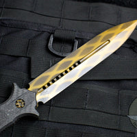 Heretic Nephilim Double Edge Fixed Blade - Camo Ti-Nitride with Carbon Fiber Scales H003-13A-CF