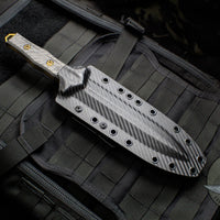 Heretic Nephilim Double Edge Fixed Blade - Camo Ti-Nitride with Carbon Fiber Scales H003-13A-CF