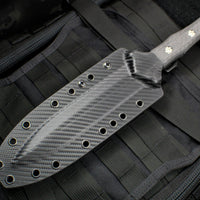 Heretic Nephilim Double Edge Fixed Blade - Stonewash with Carbon Fiber Scales SN05 H003-2A-CF