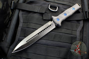 Heretic Nephilim Double Edge Fixed Blade - DLC Black  with Carbon Fiber Scales H003-6A-CF Blue HW