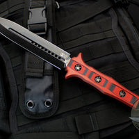 Heretic Nephilim Double Edge Fixed Blade - Black DLC with Red/Black G-10 Scales H003-6A-REDBLK