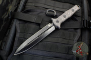 Heretic Nephilim Double Edge Fixed Blade - Battleworn Black with Carbon Fiber Scales H003-8A-CF