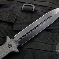Heretic Nephilim Double Edge Fixed Blade - Battleworn Black with Carbon Fiber Scales H003-8A-CF