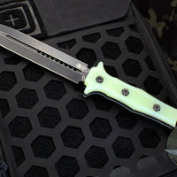 Heretic Nephilim Double Edge Fixed Blade - Battleworn Black with Jade Green G-10 Scales H003-8A-JADE