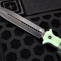 Heretic Nephilim Double Edge Fixed Blade - Battleworn Black with Jade Green G-10 Scales H003-8A-JADE