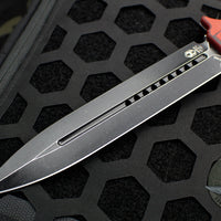 Heretic Nephilim Double Edge Fixed Blade - Battleworn Black with Red/Black G-10 Scales H003-8A-REDBLK