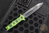 Heretic Nephilim Double Edge Fixed Blade Knife - Double Edge- Battleworn Black Full Serrated Blade with Green/Black G-10 Scales H003-8C-GRN/BLK