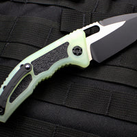 Heretic Knives Medusa Auto Knife Jade G-10 Handle with Tanto Edge Two-tone Black Blade H011-10A-JADE
