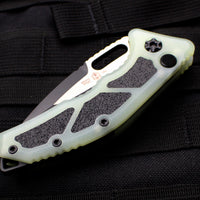 Heretic Knives Medusa Auto Knife Jade G-10 Handle with Tanto Edge Two-tone Black Blade H011-10A-JADE