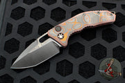 Heretic Knives Medusa Auto Knife Orange Camo Carbon Fiber Handles - Tanto Edge Two Tone Black DLC Blade H011-6A-ORCF