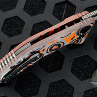 Heretic Knives Medusa Auto Knife Orange Camo Carbon Fiber Handles - Tanto Edge Two Tone Black DLC Blade H011-6A-ORCF
