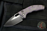 Heretic Knives Medusa Auto Knife Purple Camo Carbon Fiber Handles - Tanto Edge Two Tone Black DLC Blade H011-6A-PUCF