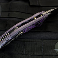 Heretic Knives Medusa Auto Knife Purple Camo Carbon Fiber Handles - Tanto Edge Two Tone Black DLC Blade H011-6A-PUCF