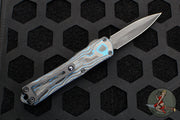 Heretic Manticore-S OTF Knife- Double Edge- Blue Ano/Blue Camo Carbon Handle- Black DLC Blade H024-6A-BLU/CF