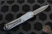 Heretic Manticore-S OTF Knife- Recurve Edge- Blue Ano/Blue Camo Carbon Handle- Black DLC Blade H025-6A-BLU/CF