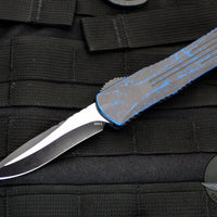 Heretic Manticore-E OTF Auto- Recurve Edge- Breakthrough Blue Handle with Battleworn Black Blade and Hardware H029-8A-BRKBLU