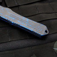 Heretic Manticore-E OTF Auto- Recurve Edge- Breakthrough Blue Handle with Battleworn Black Blade and Hardware H029-8A-BRKBLU