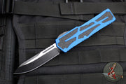 Heretic Colossus OTF Auto- Single Edge- Blue Handle- Two-Tone Black Plain Edge H039-10A-BLU
