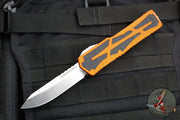 Heretic Colossus OTF Auto- Single Edge- Orange Handle- Stonewash Plain Edge H039-2A-ORG