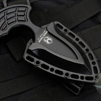 Heretic Sleight Double Edge Fixed Blade - Black Aluminum With Stonewash Plain Edge H050-2A